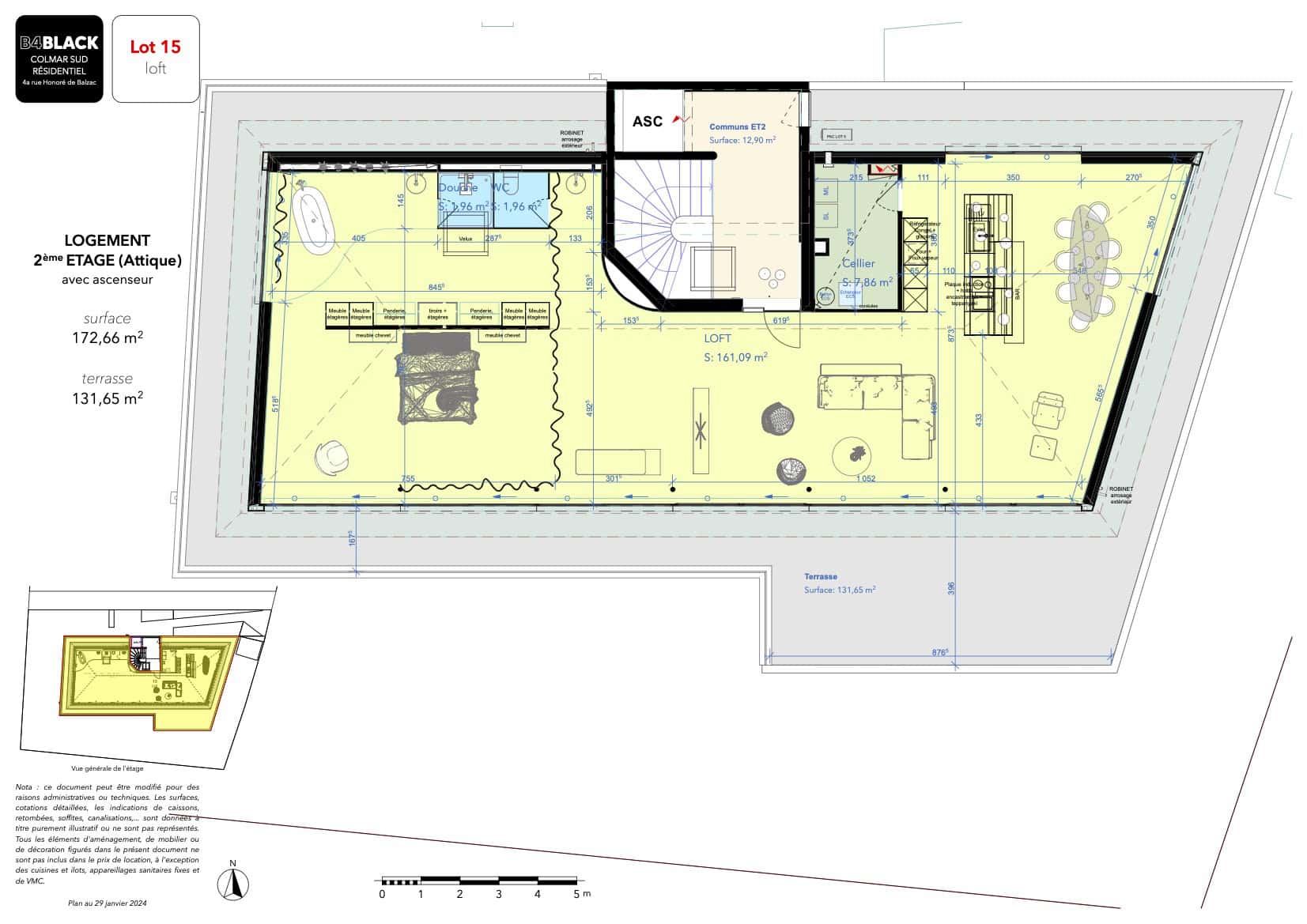 Plan loft luxe à louer B4 white Colmar SUD