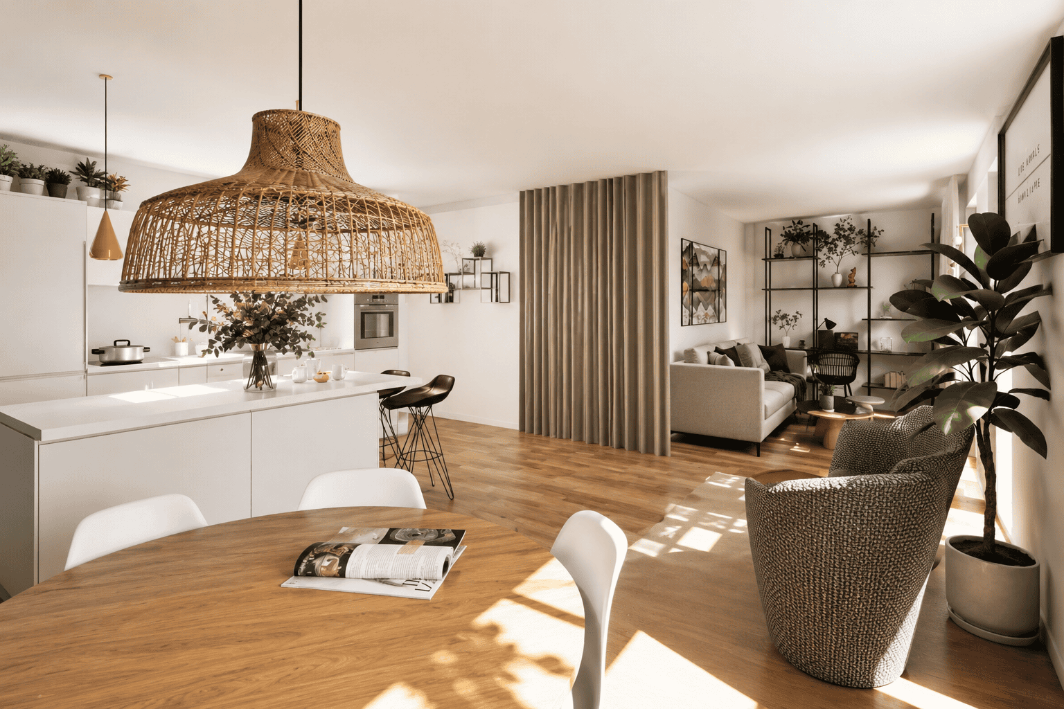 Lumineux intérieur moderne avec mobilier élégant et décoration chaleureuse à Colmar.